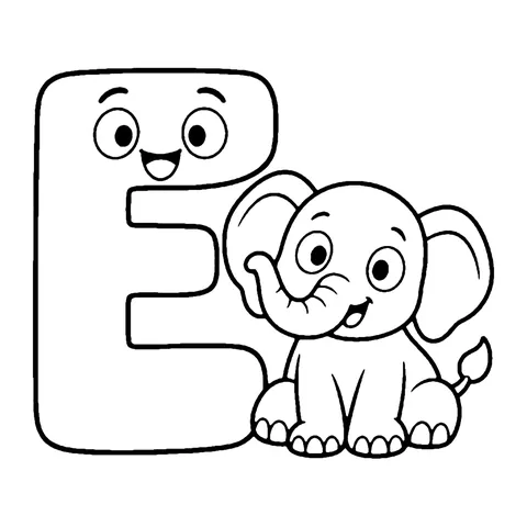 Letter E coloring page