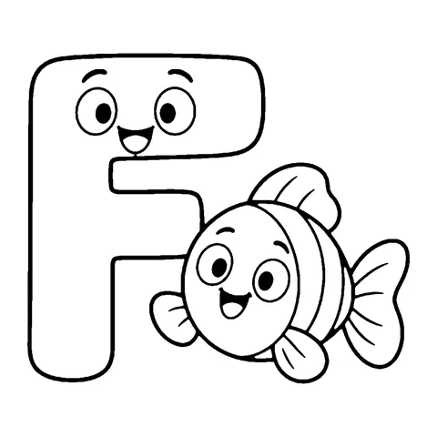 Letter F coloring page