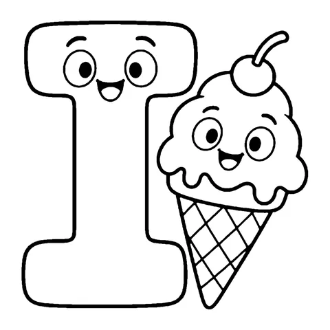 Letter I coloring page