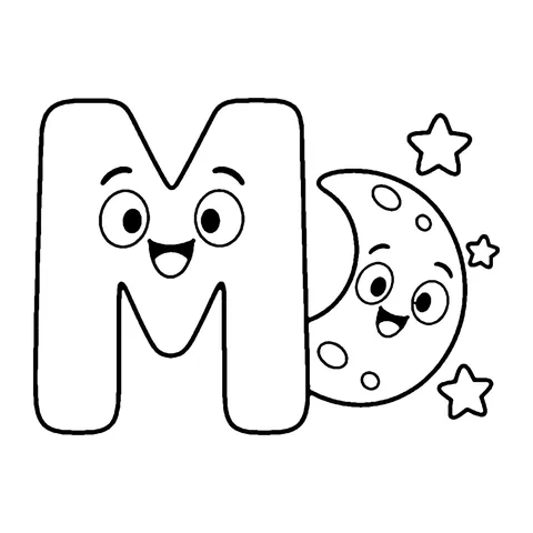 Letter M coloring page