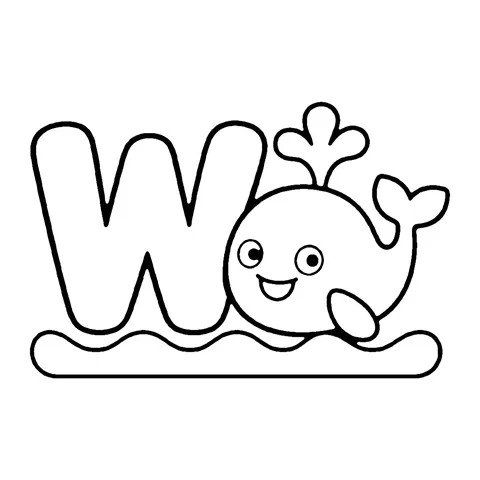 Letter W coloring page