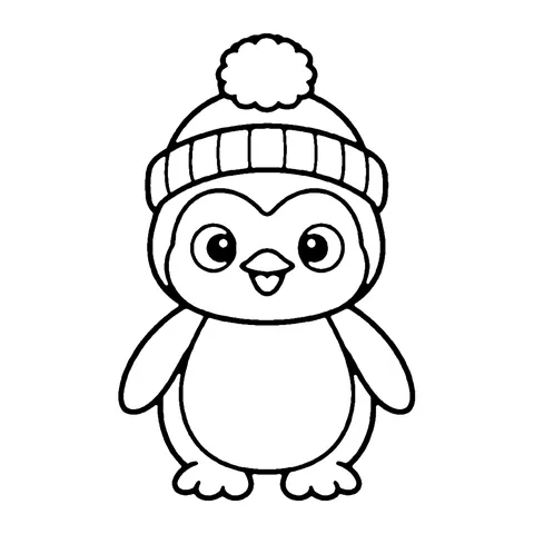 Penguin Chick in a Hat coloring page