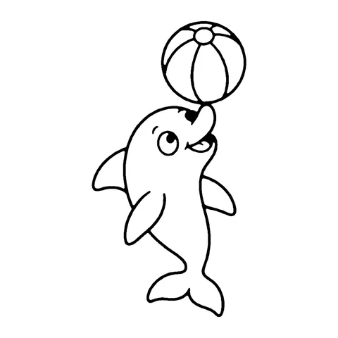 Dolphin with Beach Ball coloring page