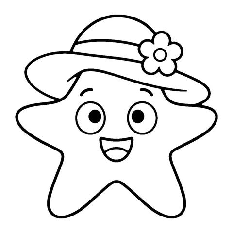 Starfish in a Sun Hat coloring page