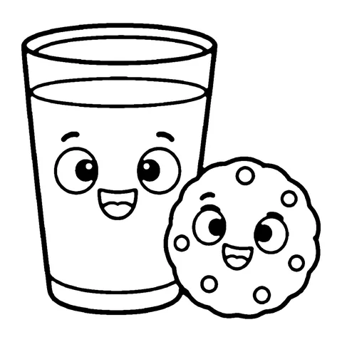 Bedtime Milk and Cookie coloring page