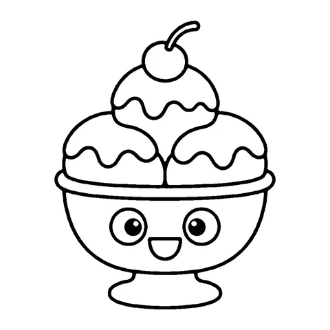 Ice Cream Sundae Bowl coloring page