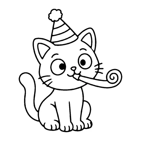 Party Cat coloring page