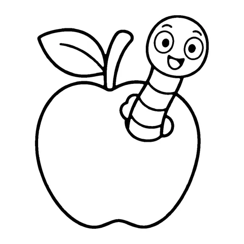 Apple Worm coloring page