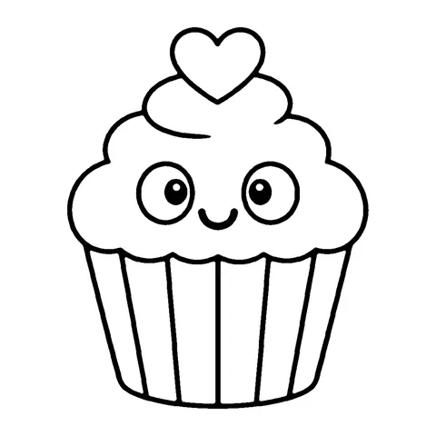 Heart Cupcake coloring page