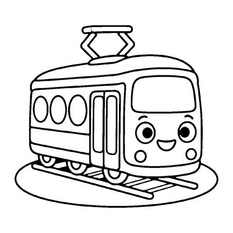 Tram coloring page