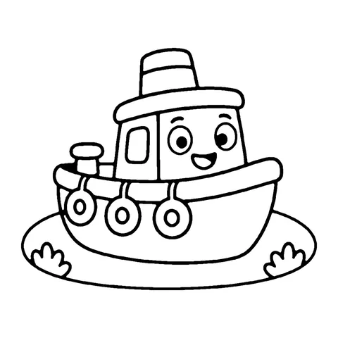 Tugboat coloring page