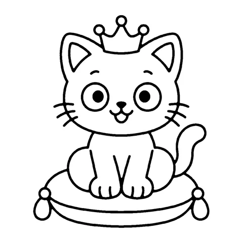 Royal Cat with Crown coloring page