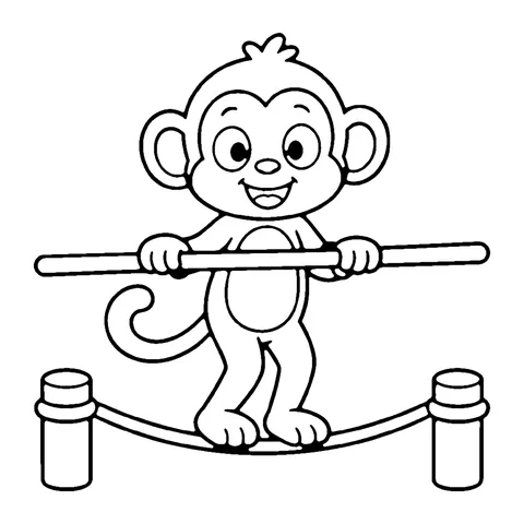 Tightrope Walking Monkey coloring page