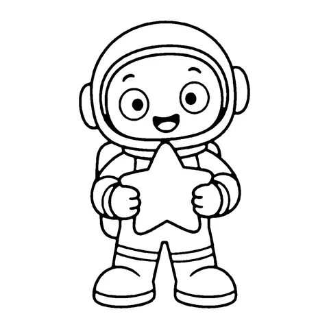 Astronaut with a Star coloring page