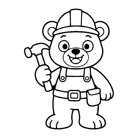 Builder Bear with Hammer coloring page