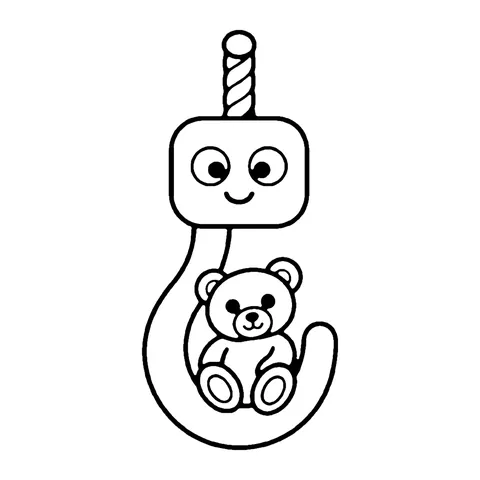 Crane Hook with Teddy coloring page