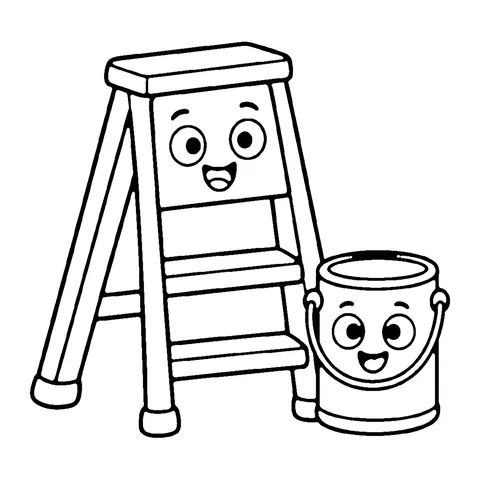 Ladder and Paint Can coloring page
