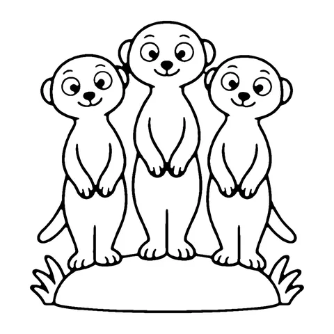 Three Meerkats coloring page