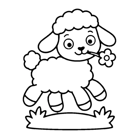 Skipping Lamb coloring page