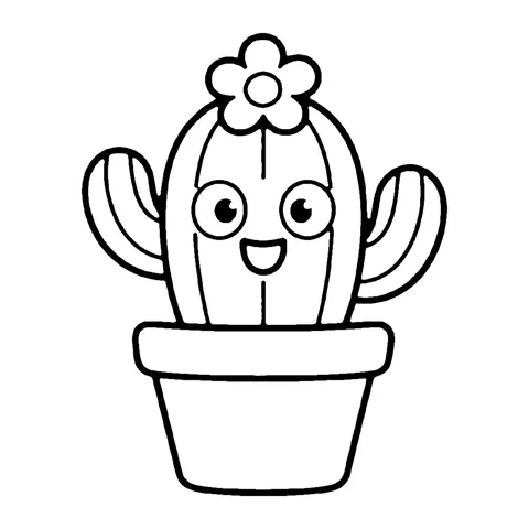 Cactus Pot coloring page