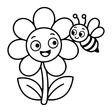 Daisy and Bee coloring page