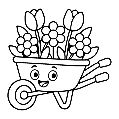 Flower Wheelbarrow coloring page