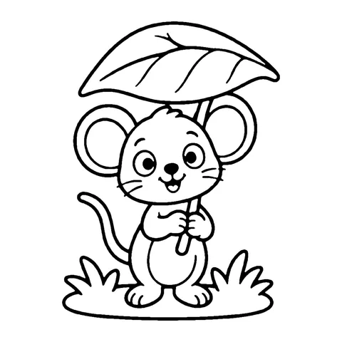 Leaf Umbrella Mouse coloring page