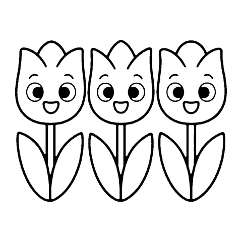 Three Tulips coloring page