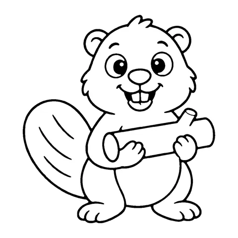 Beaver with Log coloring page