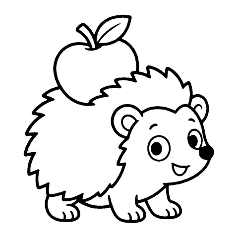 Hedgehog with Apple coloring page