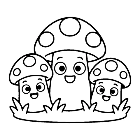 Mushroom Friends coloring page