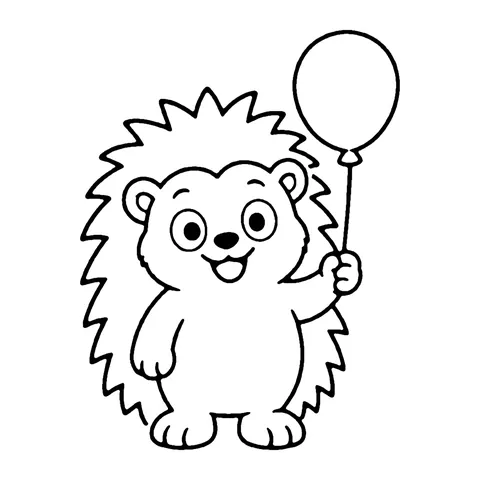 Porcupine with Balloon coloring page