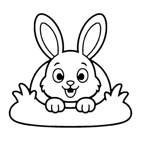 Rabbit Peeking from Burrow coloring page