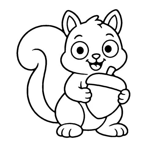 Squirrel with Acorn coloring page