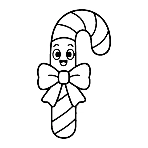 Candy Cane with a Bow coloring page