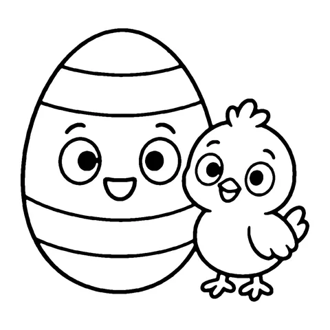 Easter Egg and Chick coloring page