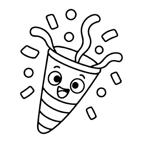New Year Party Popper coloring page