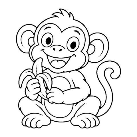 Monkey with a Banana coloring page