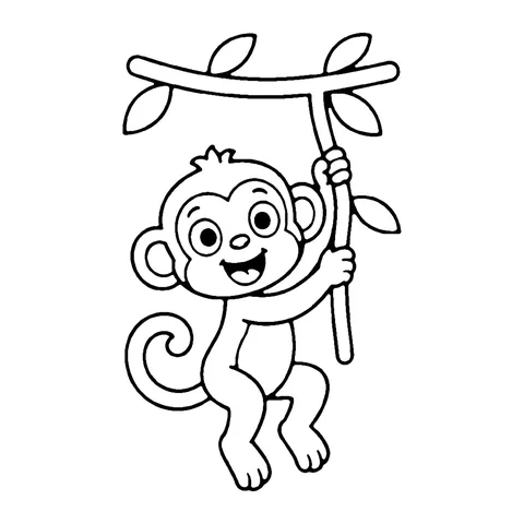 Swinging Monkey coloring page