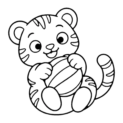 Tiger Cub with Ball coloring page