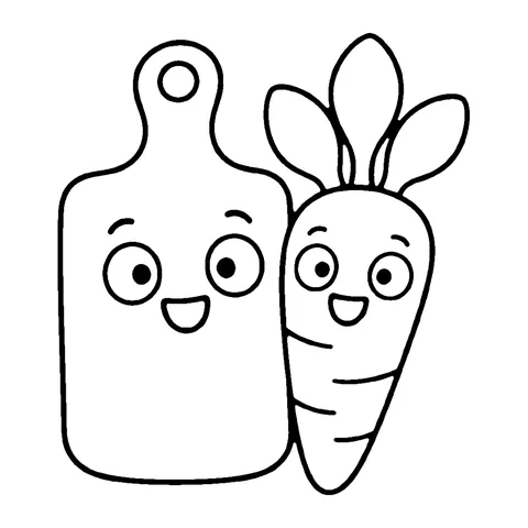Cutting Board and Carrot coloring page
