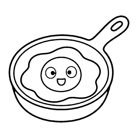Frying Pan with Egg coloring page