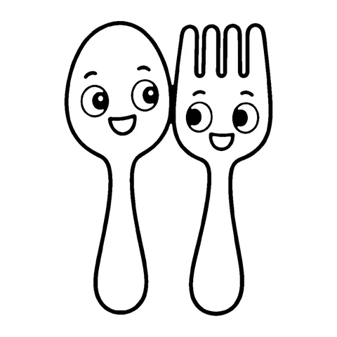 Spoon and Fork coloring page