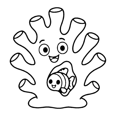 Coral with Clownfish coloring page