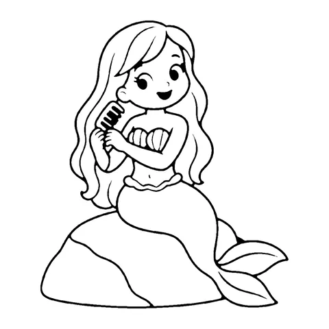 Mermaid on a Rock coloring page