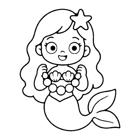 Mermaid with Pearl Necklace coloring page