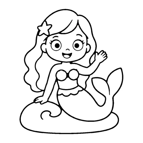 Waving Mermaid coloring page