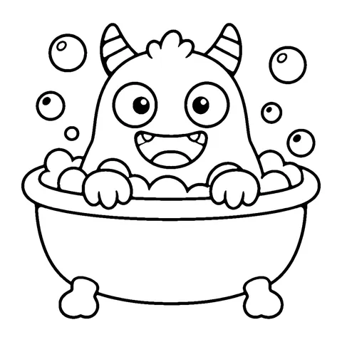 Bathtime Monster coloring page