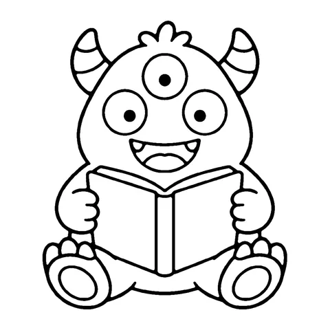 Reading Monster coloring page