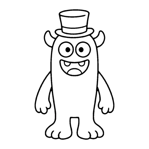 Top Hat Monster coloring page